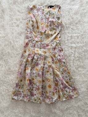 Brooks Brothers Petite Floral Sleeveless Fit & Flare Dress Size 2P